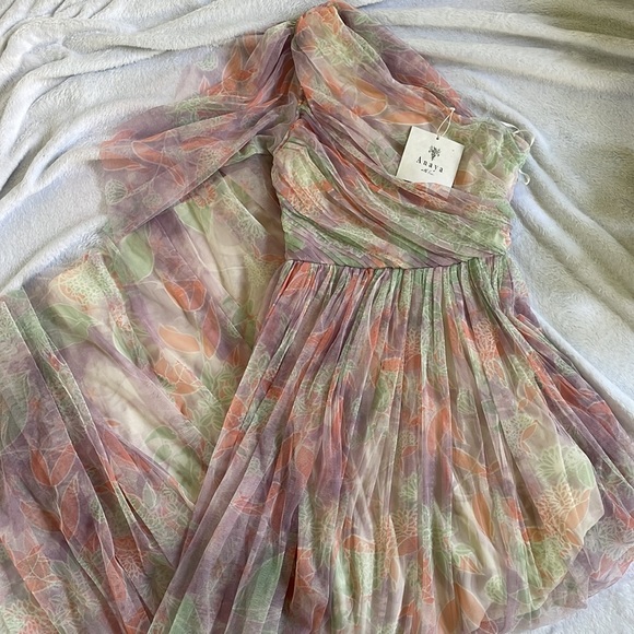 Anaya With Love ASOS Tulle One Shoulder Maxi Dress in Floral Print Size US 2 NWT - Picture 5 of 13